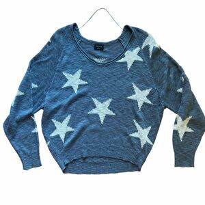 Women's Star Patterned Knit Sweater - Blue and White